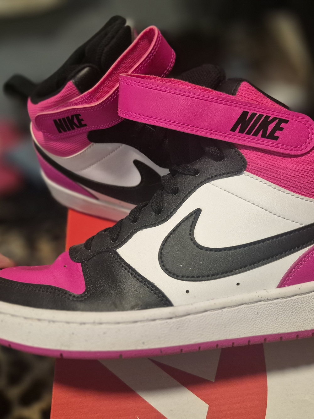 Nike Kids Pink Black White High-Top Sneakers